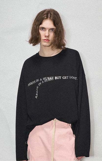 LOSTCTRL Wilted Letter Print Long Sleeve Tee