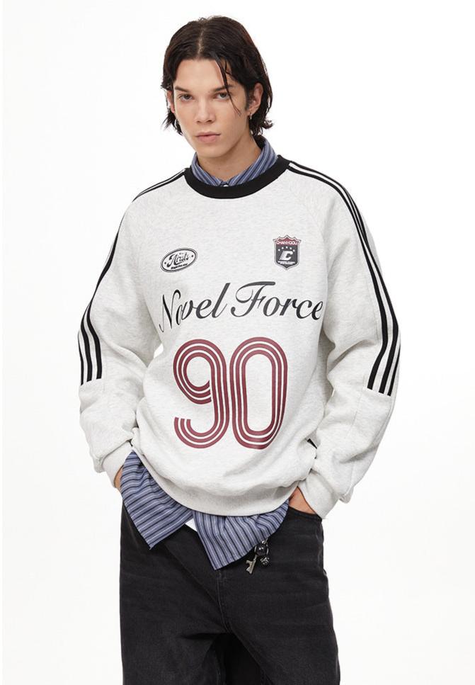 Vintage Three-Stripe Letter Print Jersey Sweatshirt