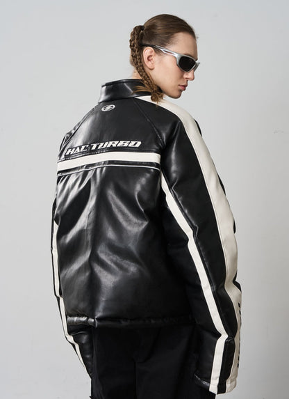 Harsh and Cruel Retro Racing PU Leather Cotton Jacket