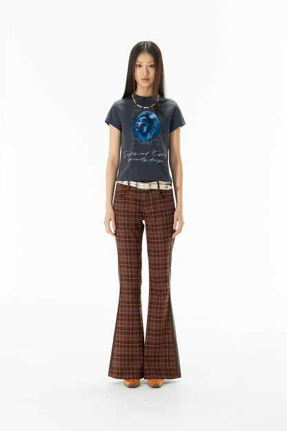 Plaid Flared Pants