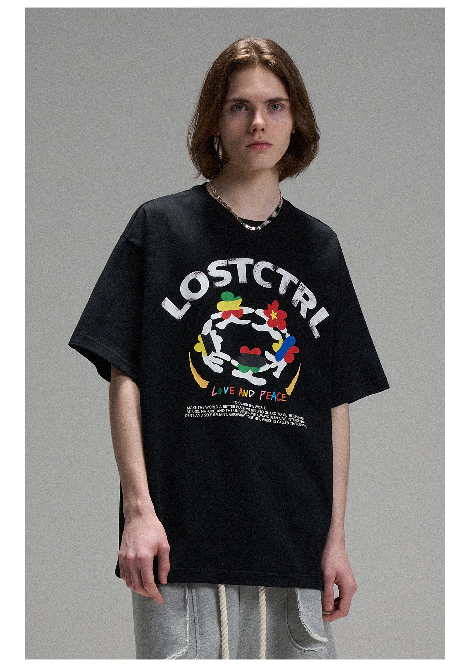 LOSTCTRL LOVE AND PEACE プリントTシャツ