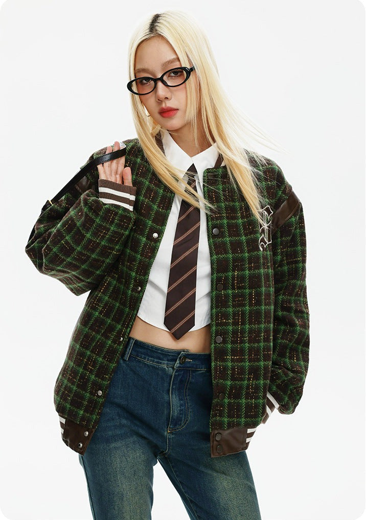 CATTEE Vintage Plaid Chanel-inspired Baseball Jacket