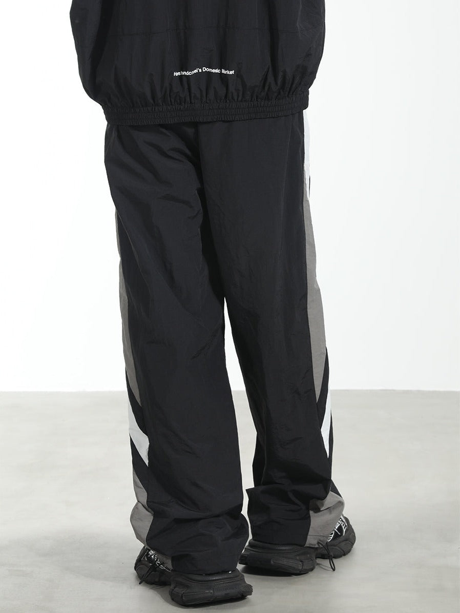 Color-Blocked Racing Adjustable Casual Trousers