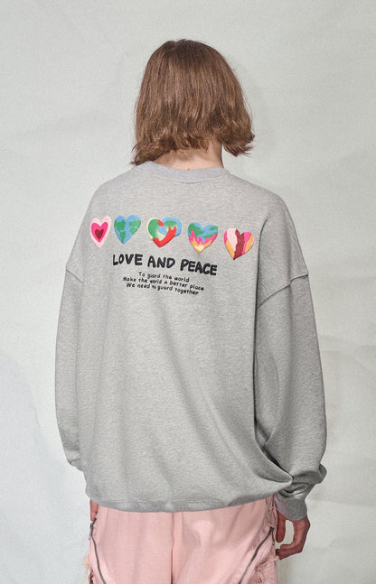 LOSTCTRL Hearts Foam Print Sweatshirt