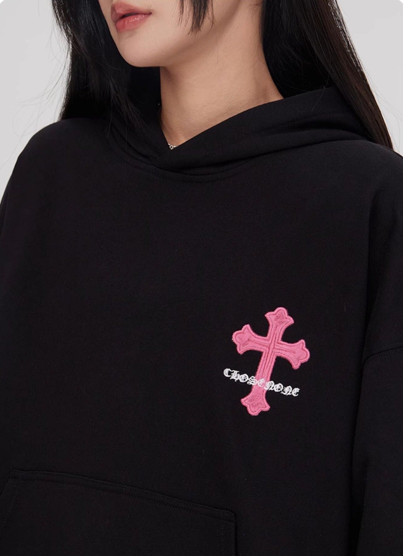 Retro Cross Puff Print Hoodie