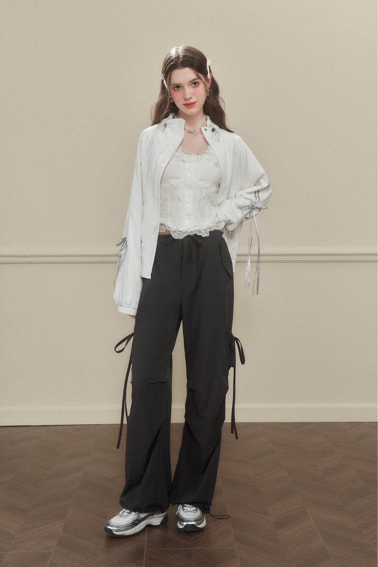 Butterfly Tie Pleated Quick-Dry Trousers