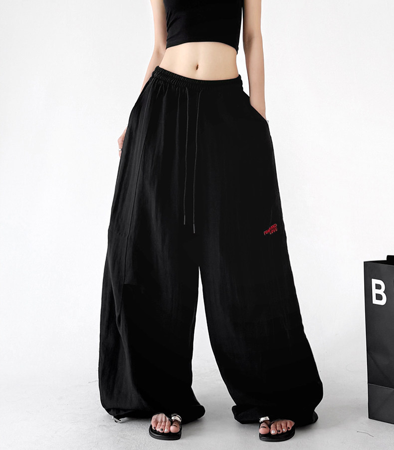 Linen-Blend Wide-Leg Drawstring Pants - CT212