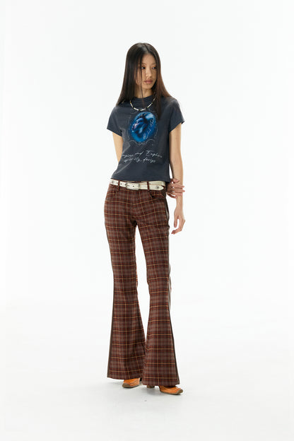 Plaid Flared Pants