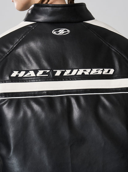 Harsh and Cruel Retro Racing PU Leather Cotton Jacket