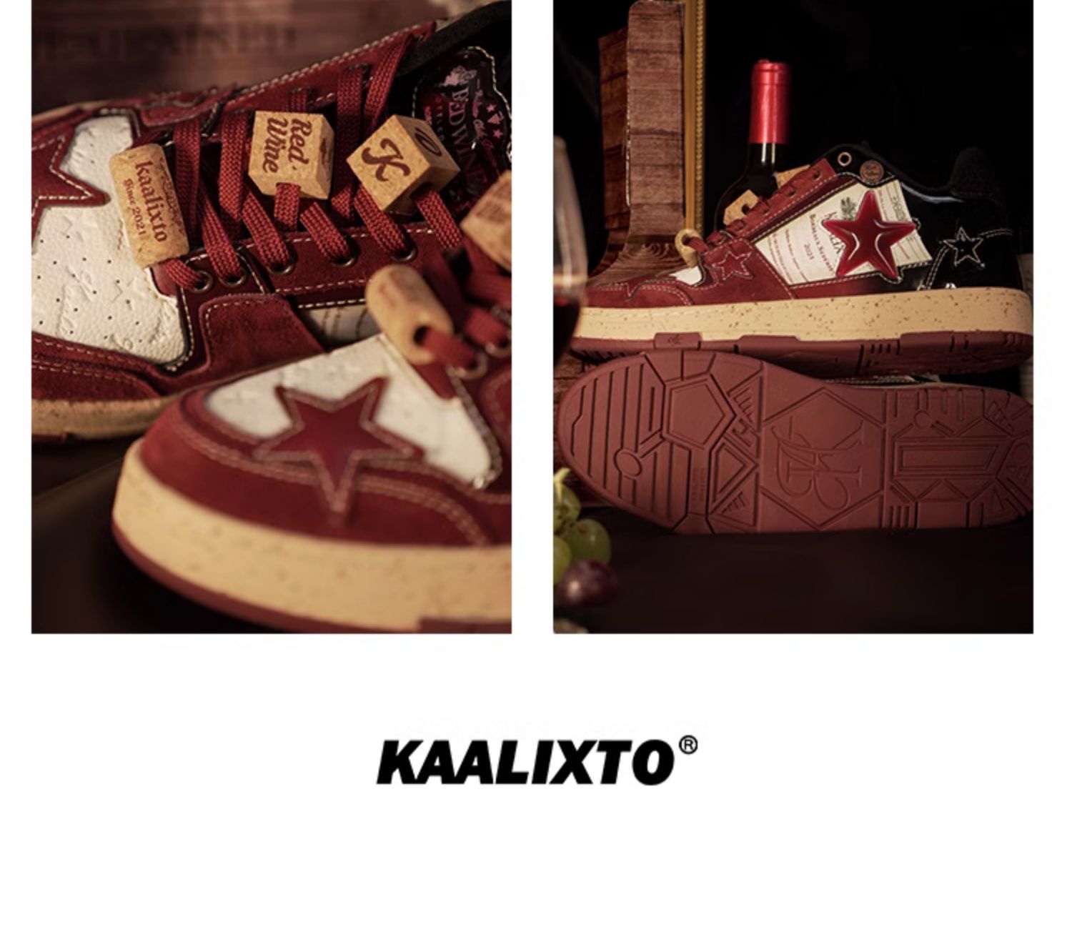 KAALIXTO Red Wine Star Sneakers