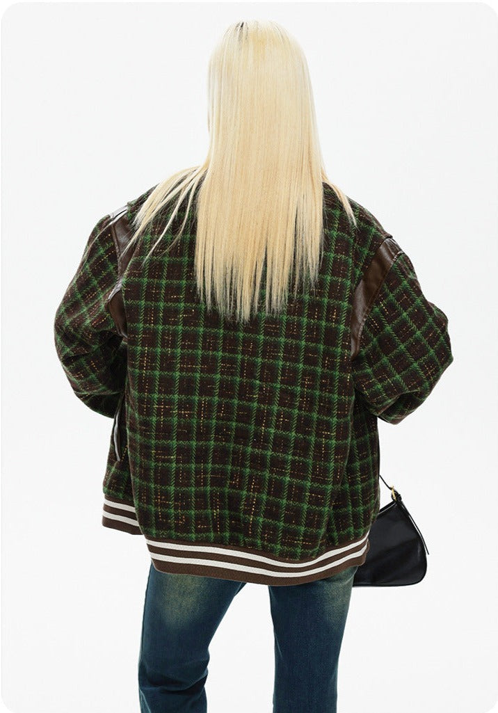 CATTEE Vintage Plaid Chanel-inspired Baseball Jacket