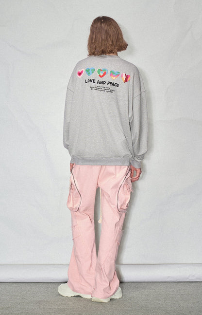 LOSTCTRL Hearts Foam Print Sweatshirt