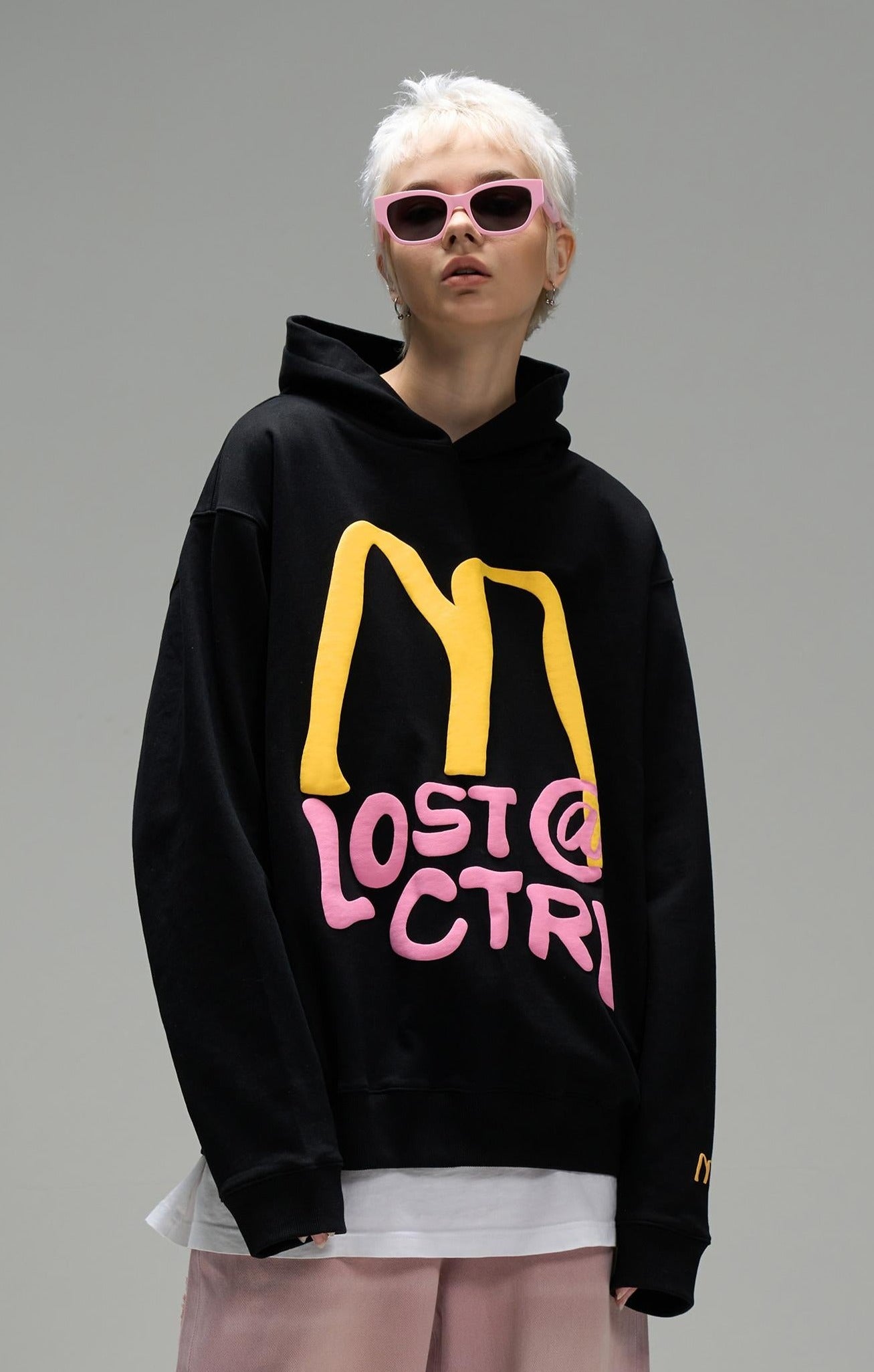 LOSTCTRL M Letter Puff Print Hoodie