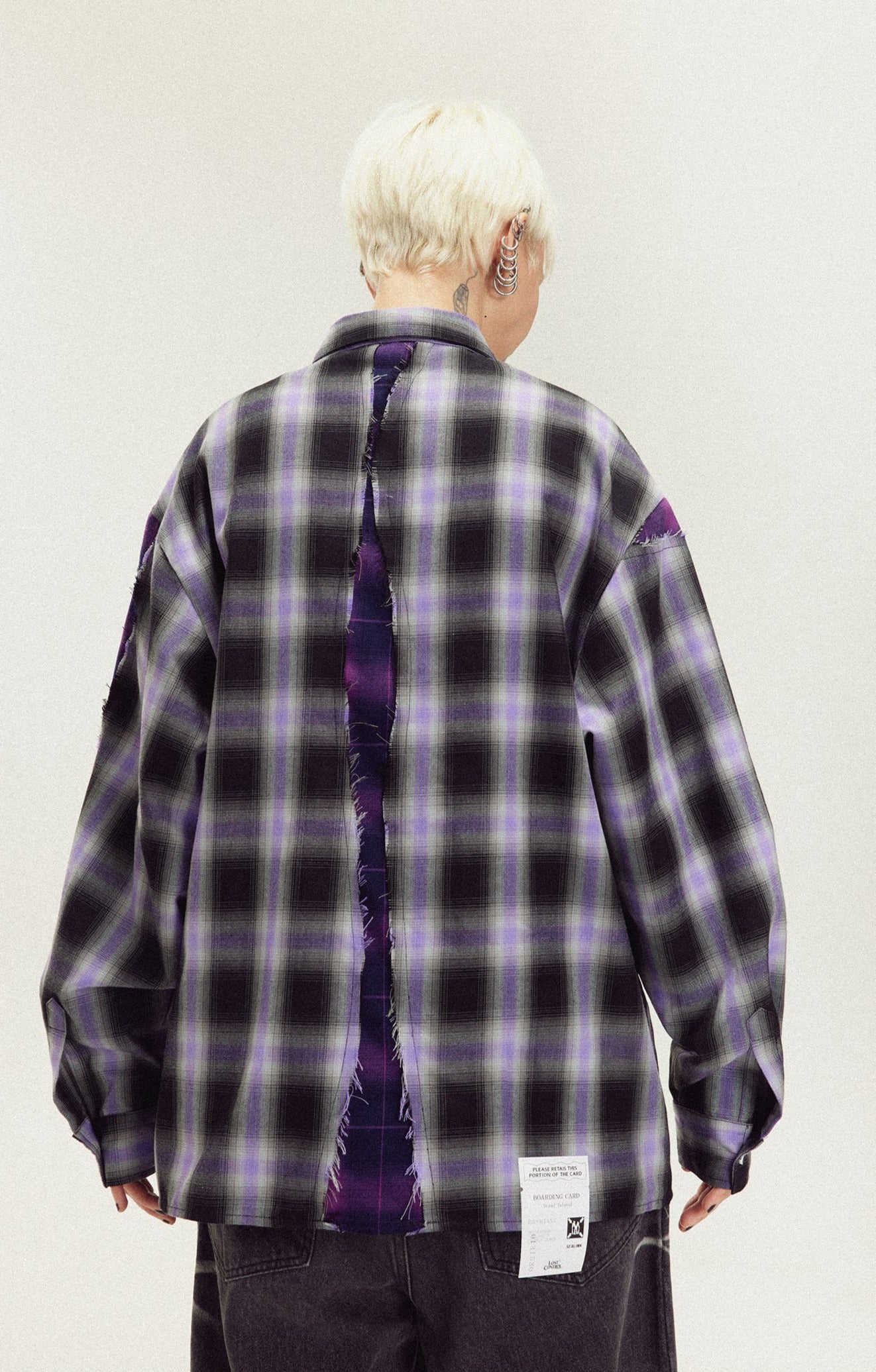 LOSTCTRL Distressed Plaid Long Sleeve Shirt