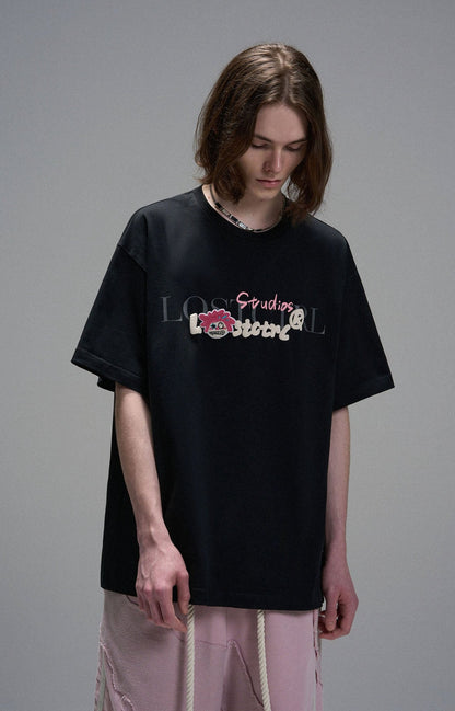 LOSTCTRL Ghost Face Embroidered  Logo Tee