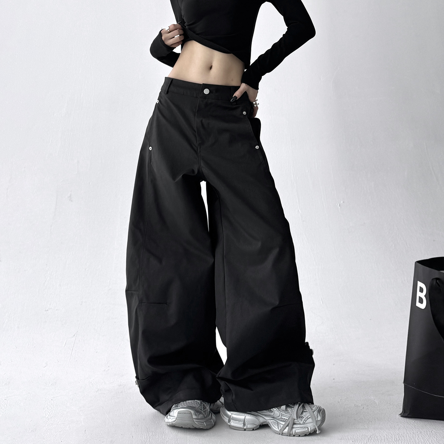 Straight Wide-leg Utility Pants