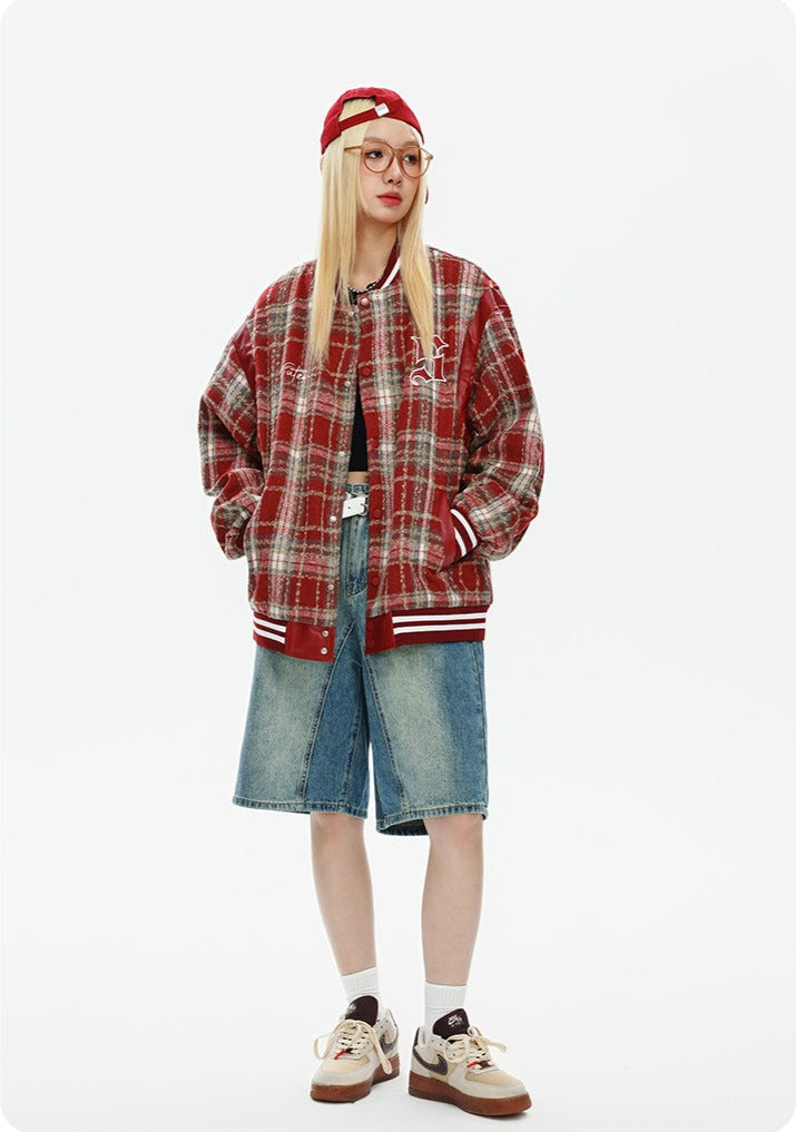 CATTEE Vintage Plaid Chanel-inspired Baseball Jacket