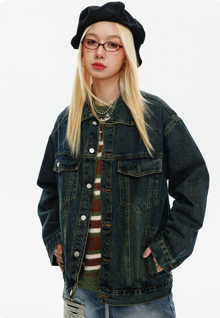 CATTEE Vintage Distressed Denim Jacket