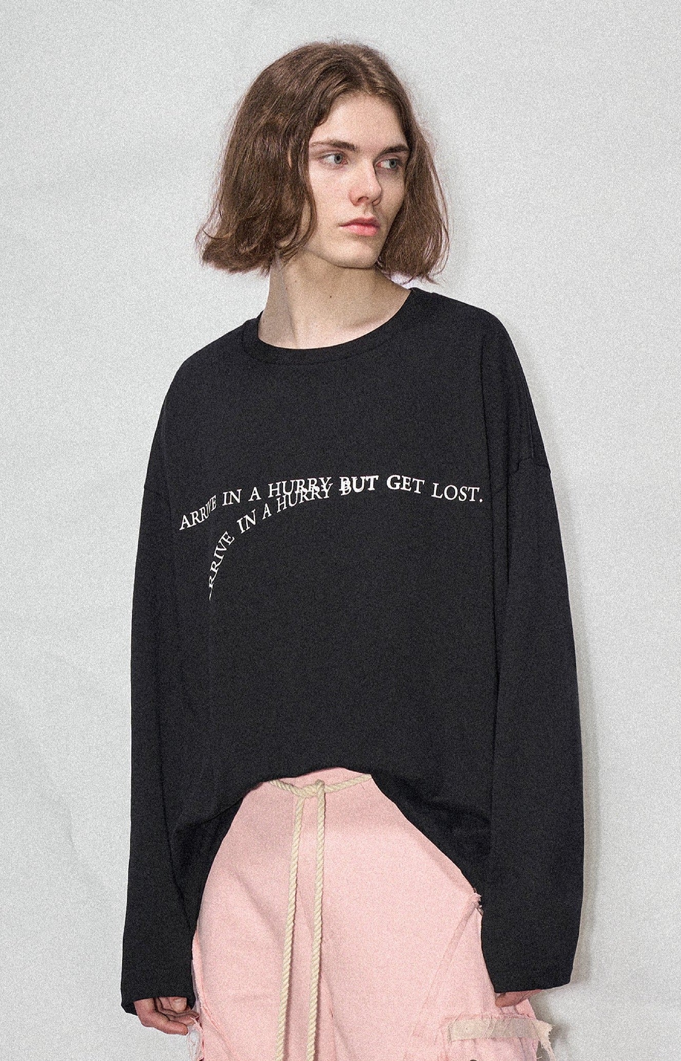 LOSTCTRL Wilted Letter Print Long Sleeve Tee