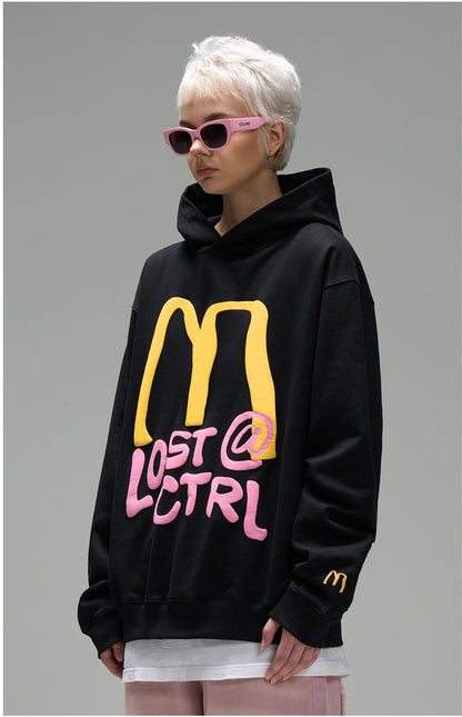 LOSTCTRL M Letter Puff Print Hoodie