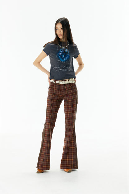 Plaid Flared Pants