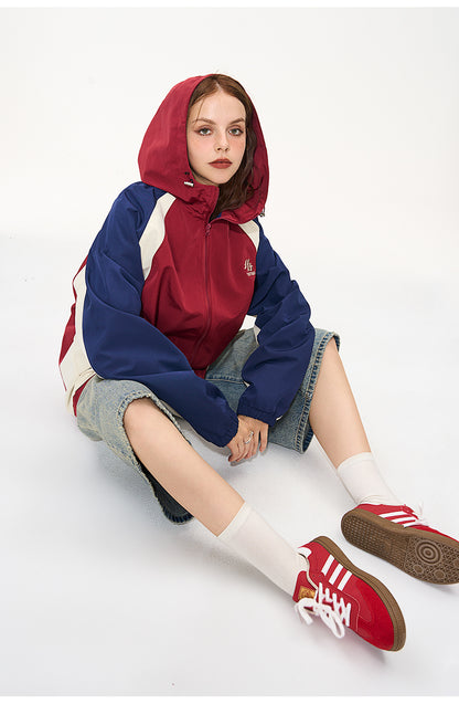 CATTEE Color Block Baseball Hooded Jacket