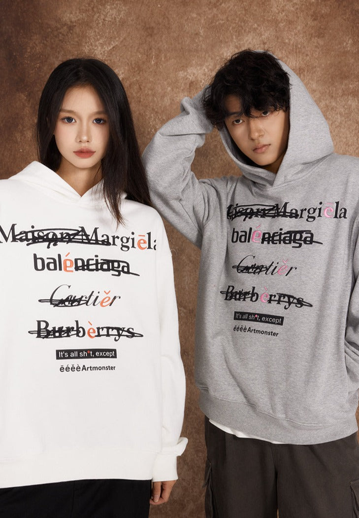 Spoof Brand Letter Print Hoodie