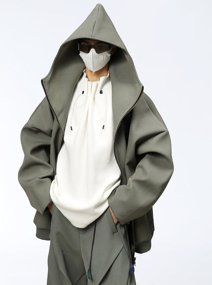 Futuristic Double Zip Hooded Jacket