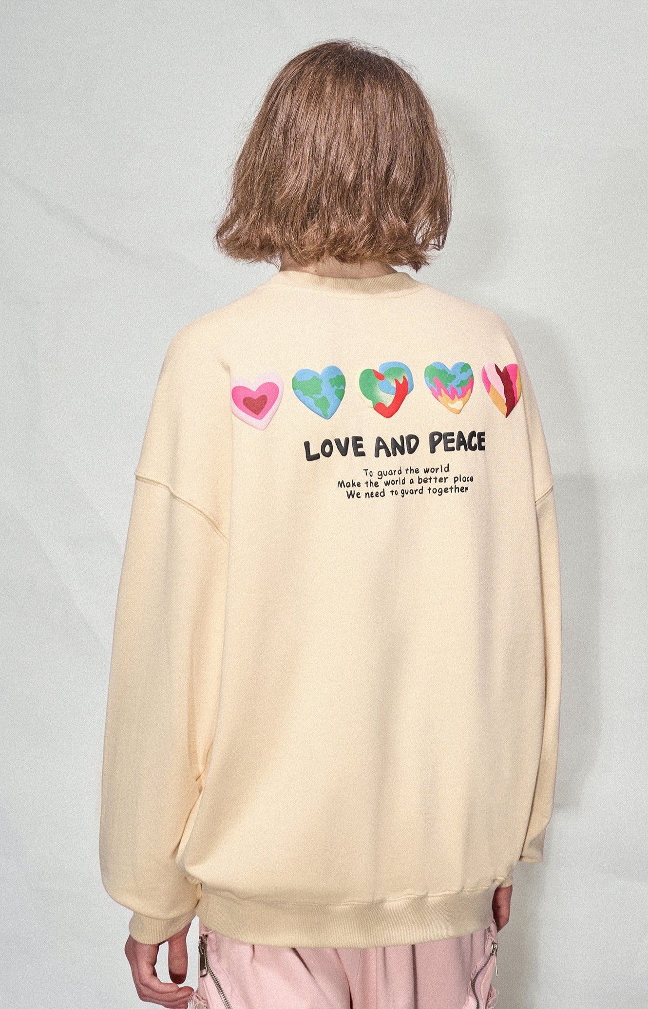 LOSTCTRL Hearts Foam Print Sweatshirt