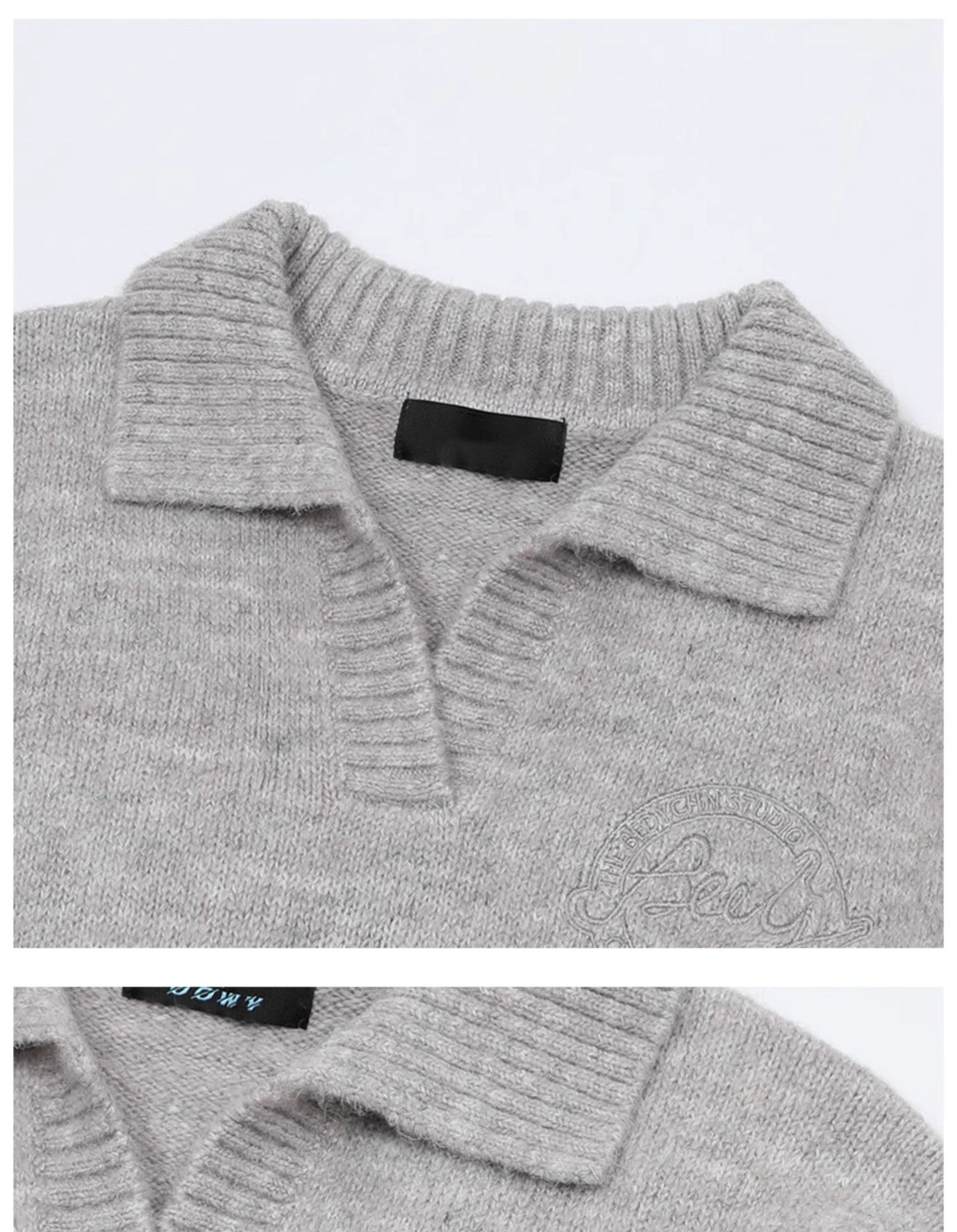 Preppy Style Collared Knit Sweater