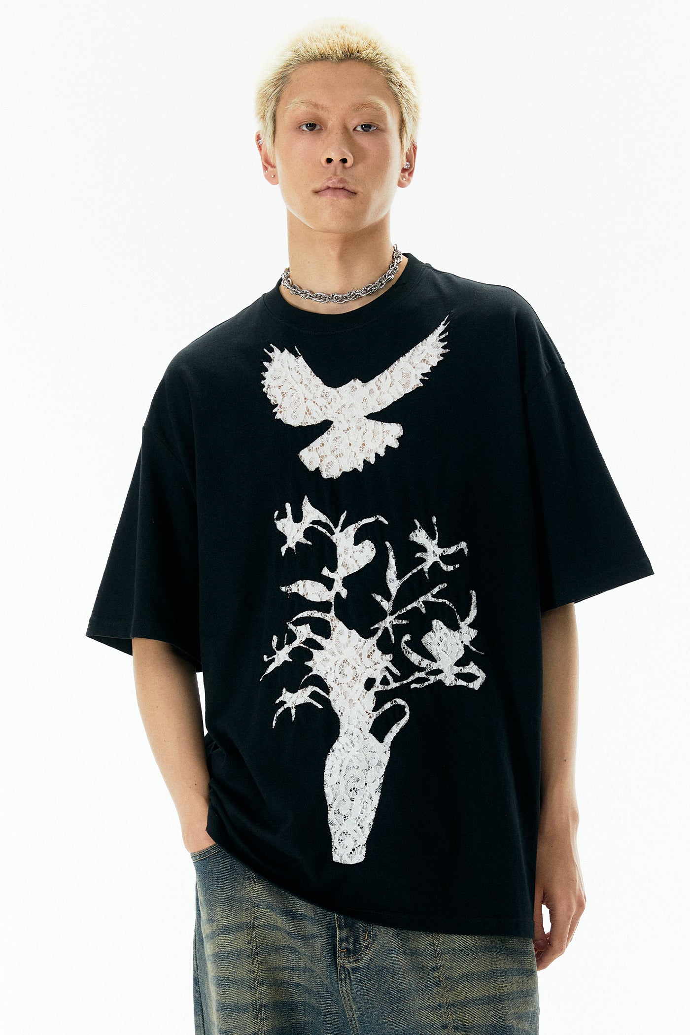 Bird Lace Hollow-out Tee