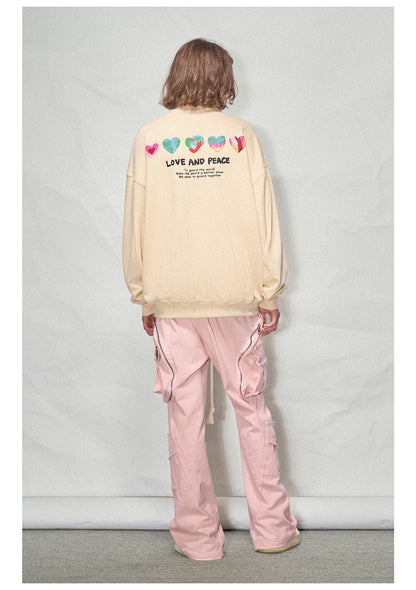 LOSTCTRL Hearts Foam Print Sweatshirt