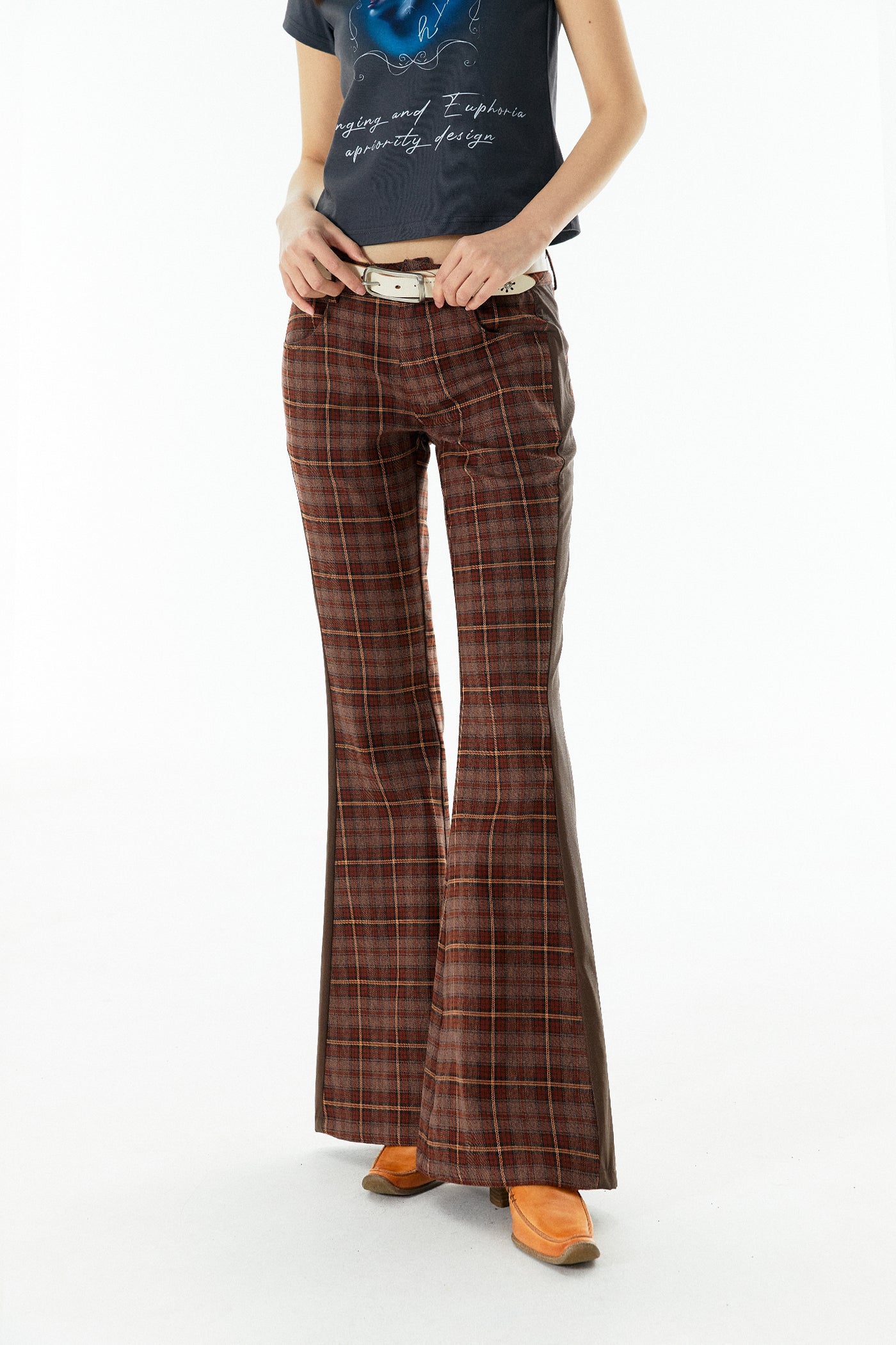 Plaid Flared Pants