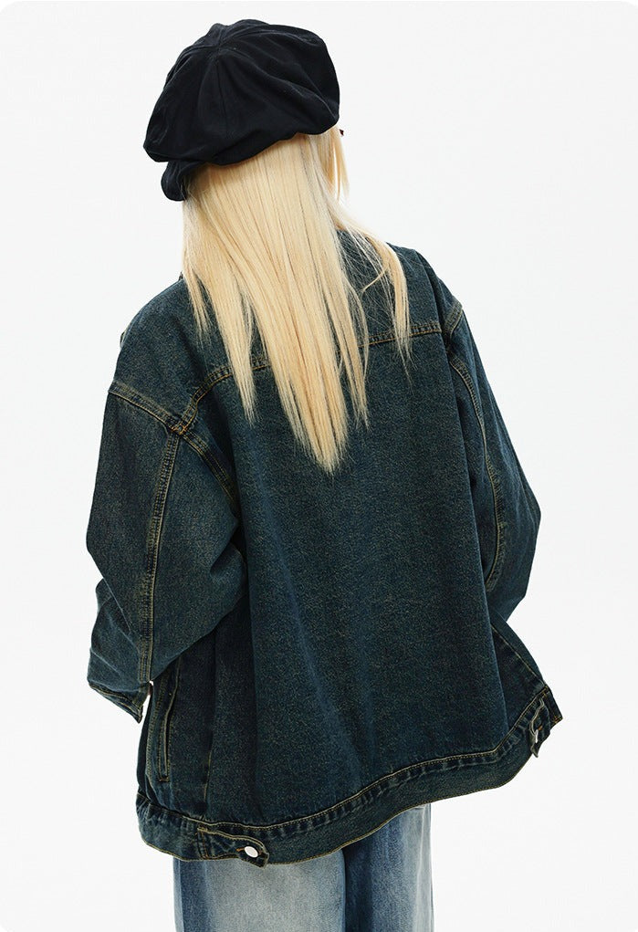 CATTEE Vintage Distressed Denim Jacket