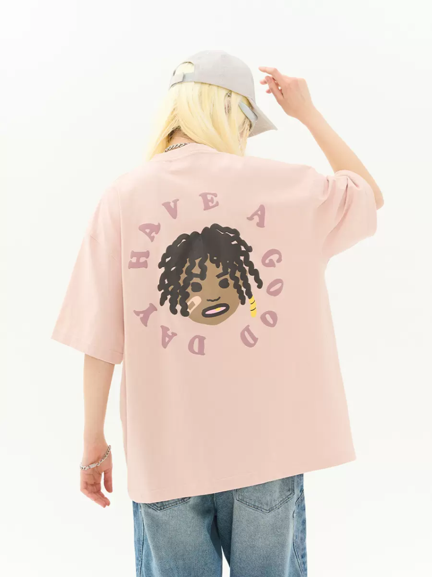 Hand-drawn Afro Puff Foam Print Tee