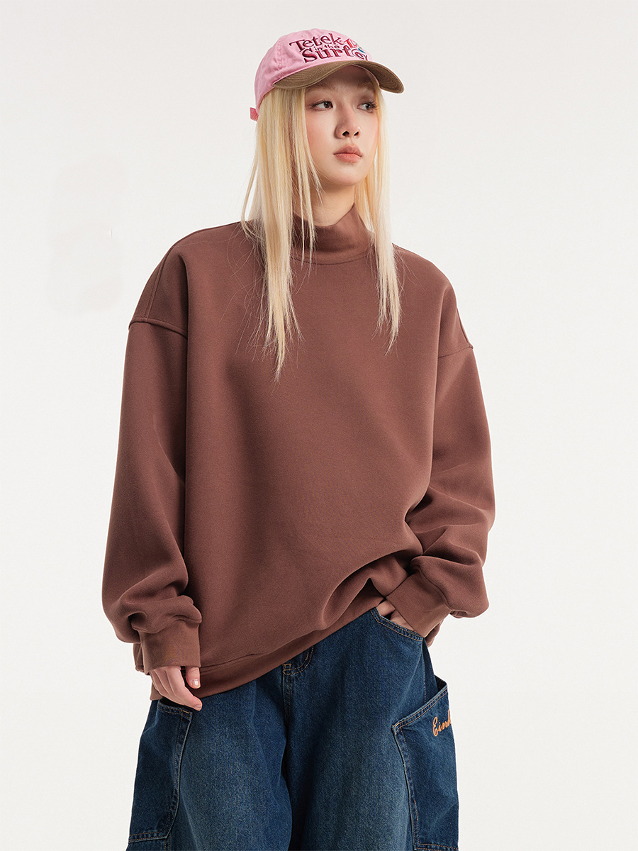 Retro Mock Neck Oversized Sweatshirt