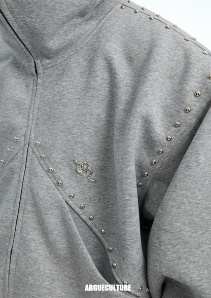 Metal Studded Winged Seams Oversized Hoodie