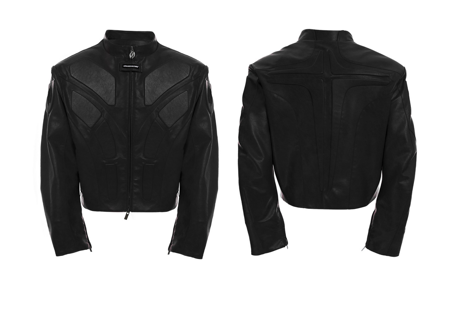 Cyberpunk Armor-Inspired Deconstructed PU Leather Jacket