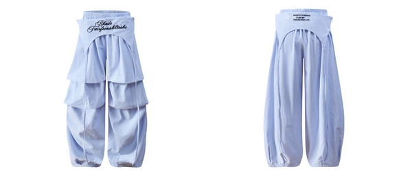 Apron-Layer Striped Parachute Pants