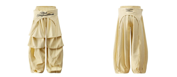Apron-Layer Striped Parachute Pants
