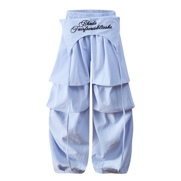 Apron-Layer Striped Parachute Pants
