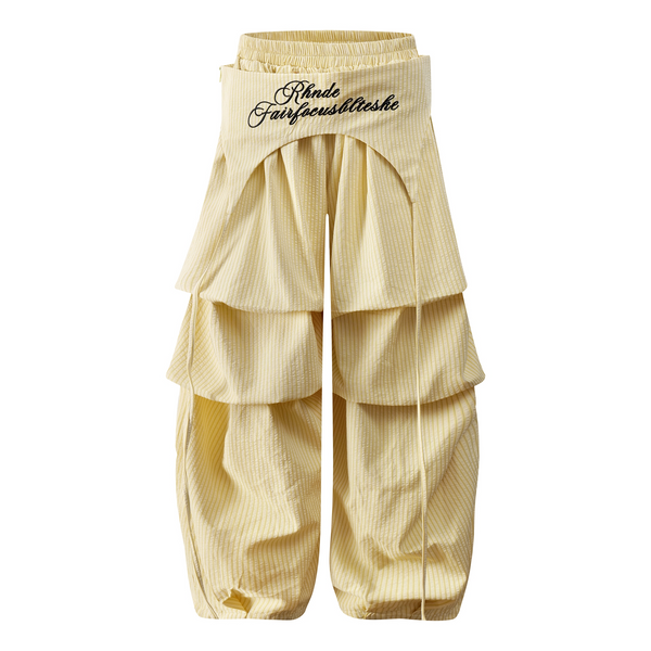 Apron-Layer Striped Parachute Pants