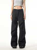 Sculpted Wide-Leg Pleated Trousers