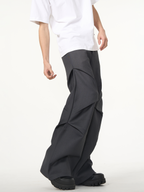 Sculpted Wide-Leg Pleated Trousers