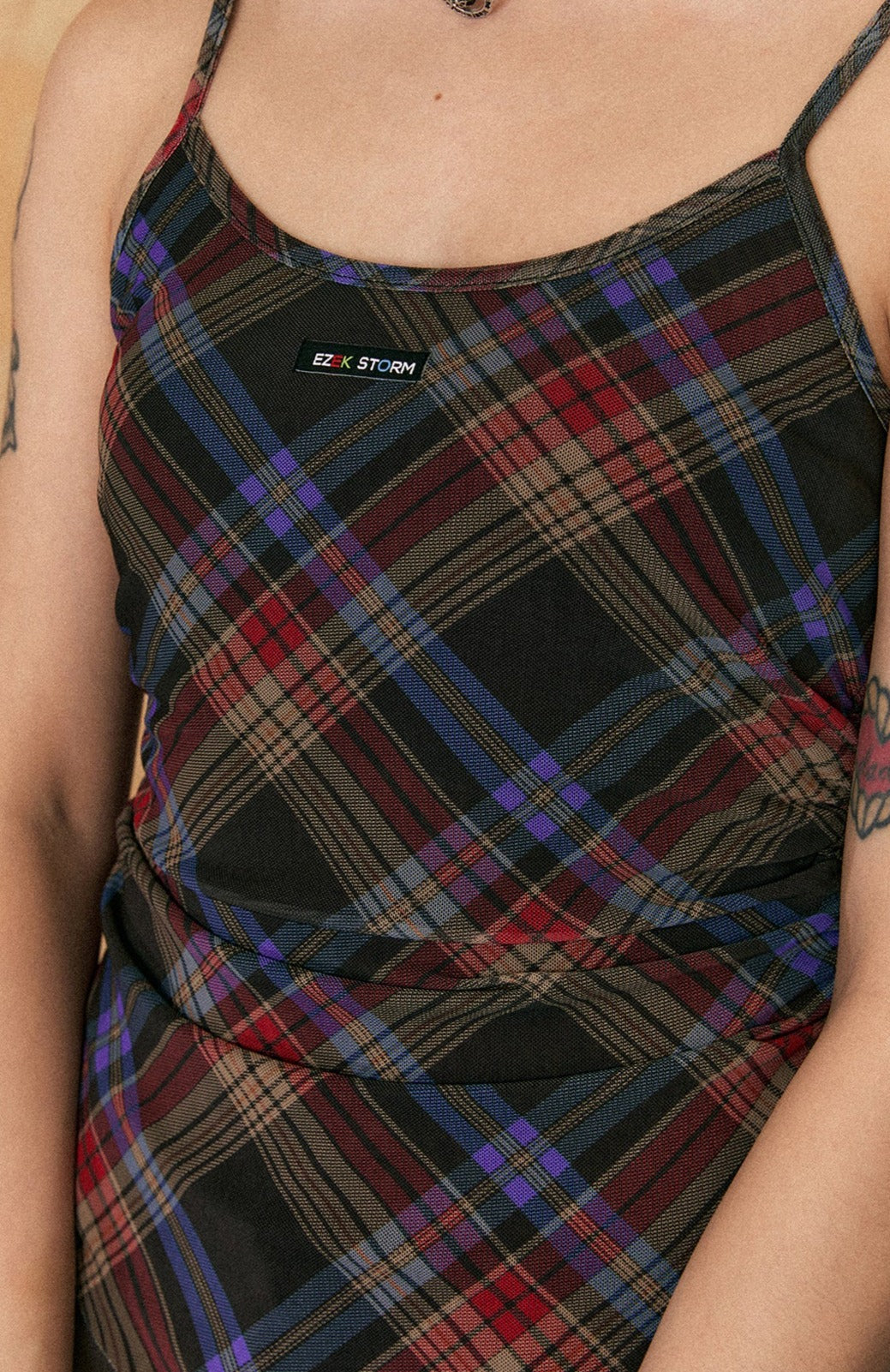 Retro Colorblock Plaid Cami Top