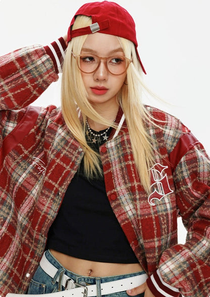 CATTEE Vintage Plaid Chanel-inspired Baseball Jacket