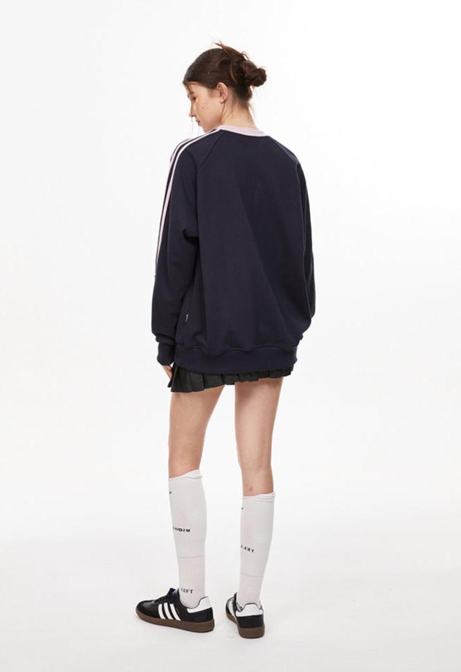 Vintage Three-Stripe Letter Print Jersey Sweatshirt