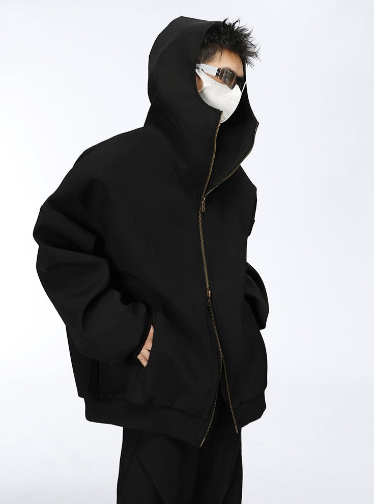 Futuristic Double Zip Hooded Jacket