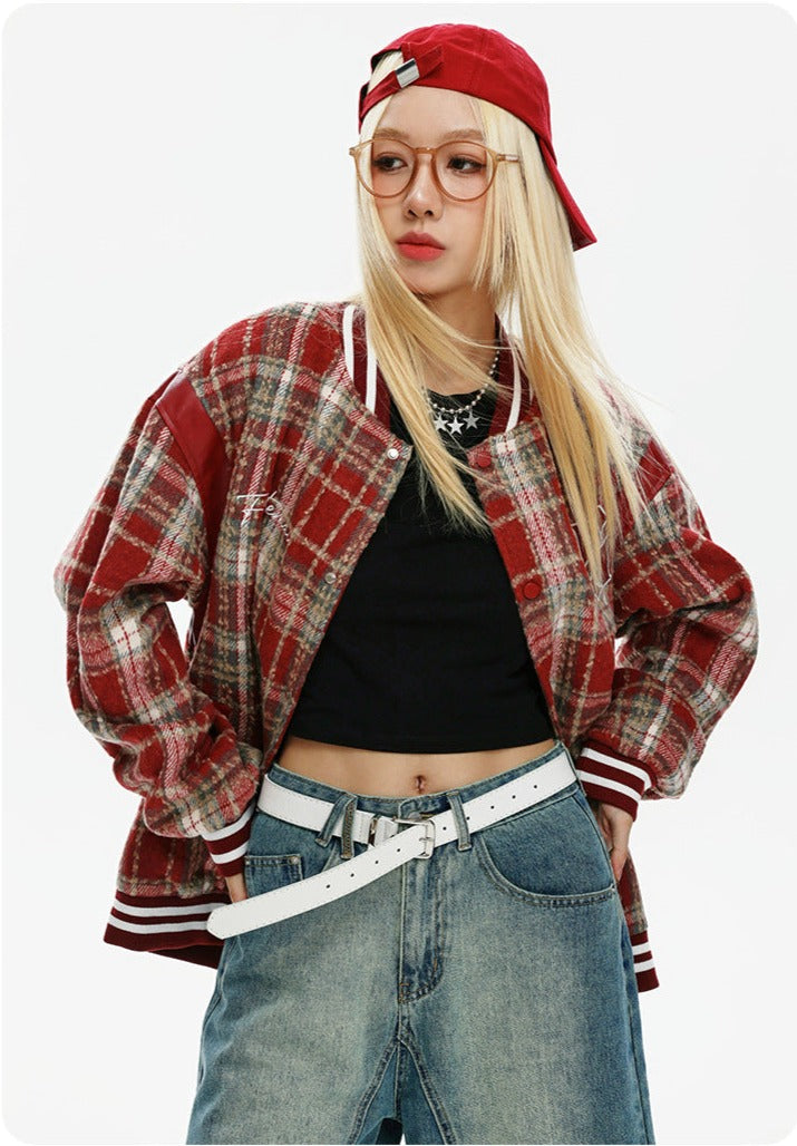 CATTEE Vintage Plaid Chanel-inspired Baseball Jacket