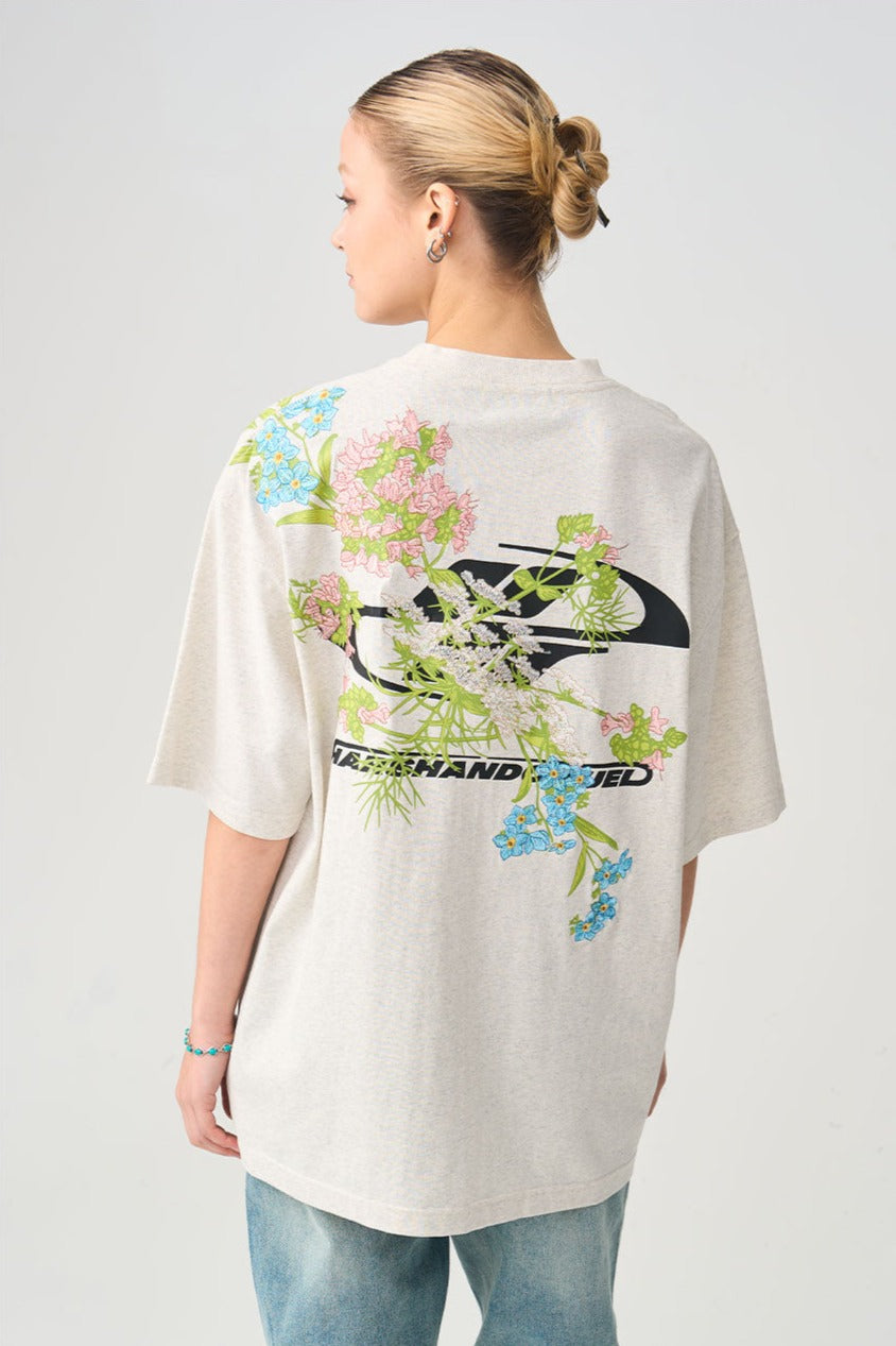 Floral Embroidered Logo Tee